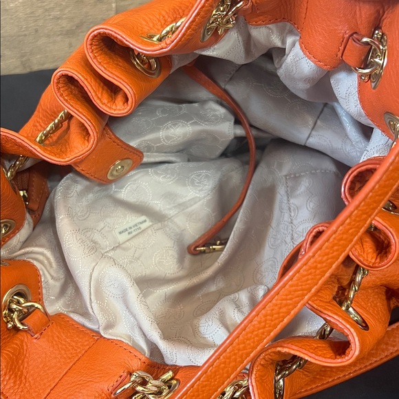 Michael Kors Orange/Rust Leather Hobo Shoulder Bag with gold hardware - Picture 16 of 16